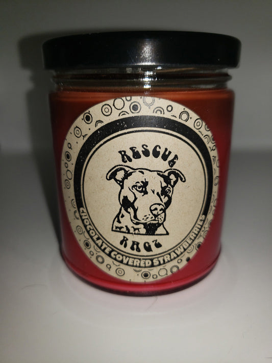 RESCUE RAGZ CHOCOLATE COVERED STRAWBERRIES COCONUT WAX CANDLE